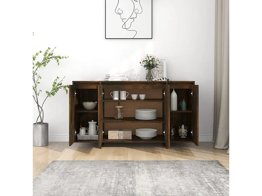 Sideboard Anrichte Räuchereiche 135x41x75 cm Holzwerkstoff -RM15750