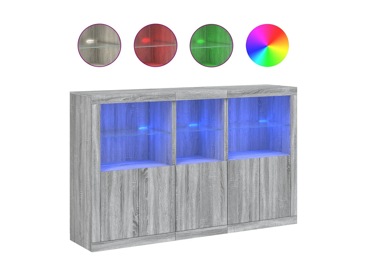 Sideboard Grau Anrichte mit LED-Leuchten Sonoma 162x37x100 cm -RM38089