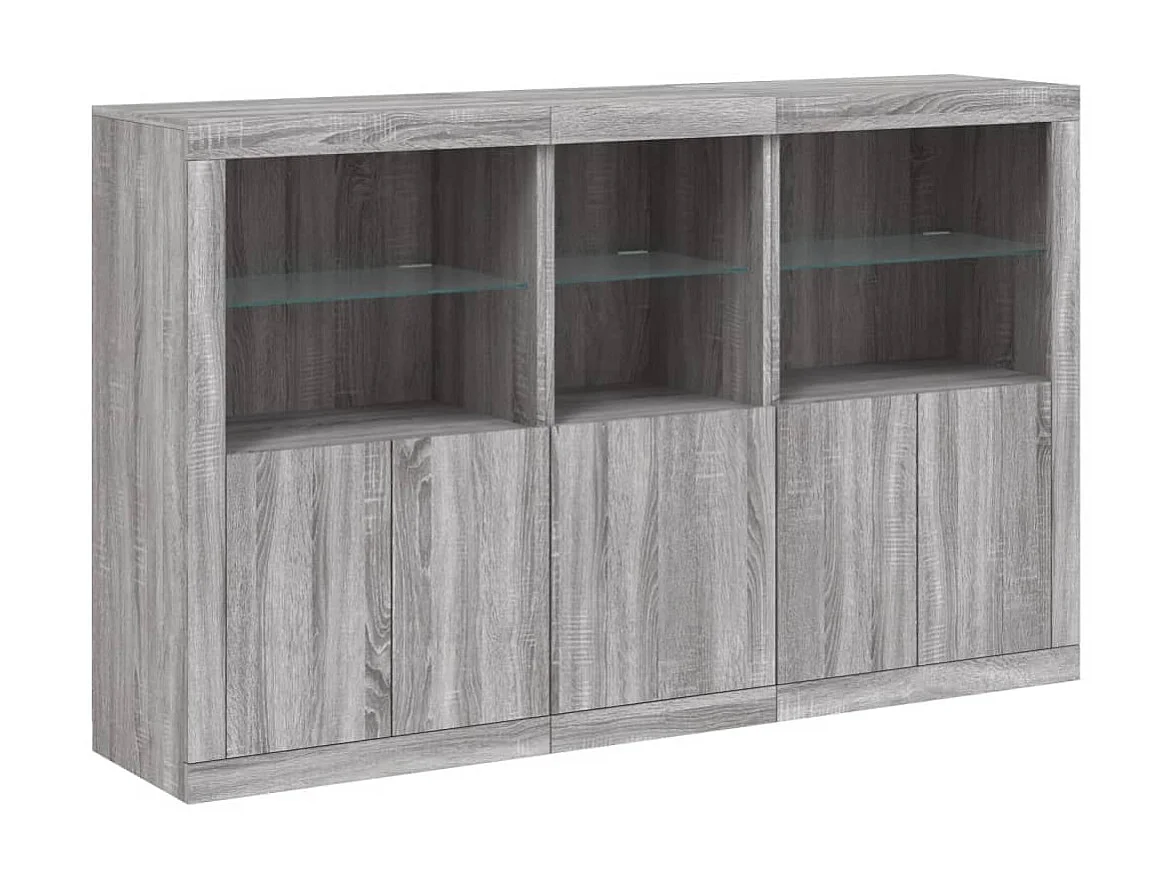 Sideboard Grau Anrichte mit LED-Leuchten Sonoma 162x37x100 cm -RM38089