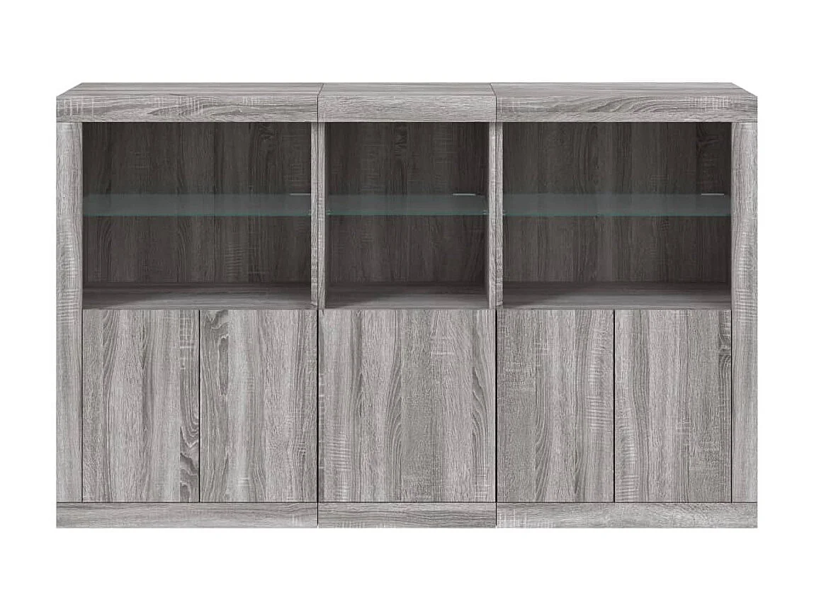 Sideboard Grau Anrichte mit LED-Leuchten Sonoma 162x37x100 cm -RM38089