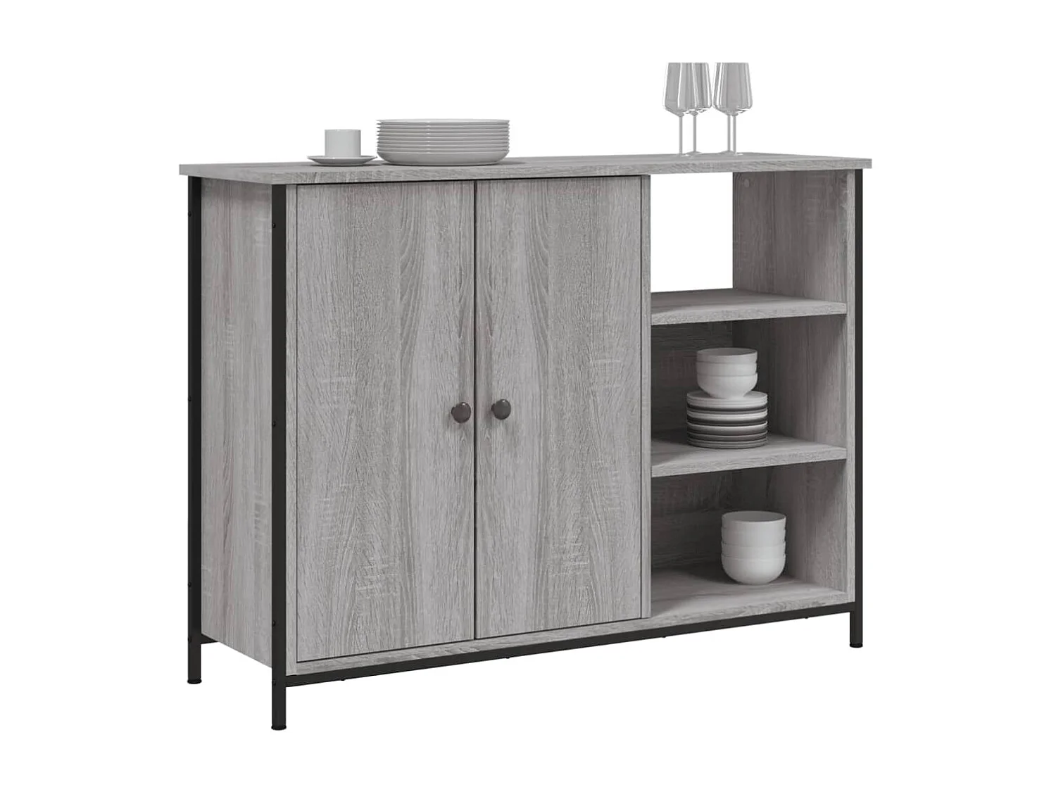 Sideboard Grau Sonoma - Lowboard 100x33x75 cm Holzwerkstoff -RM46186