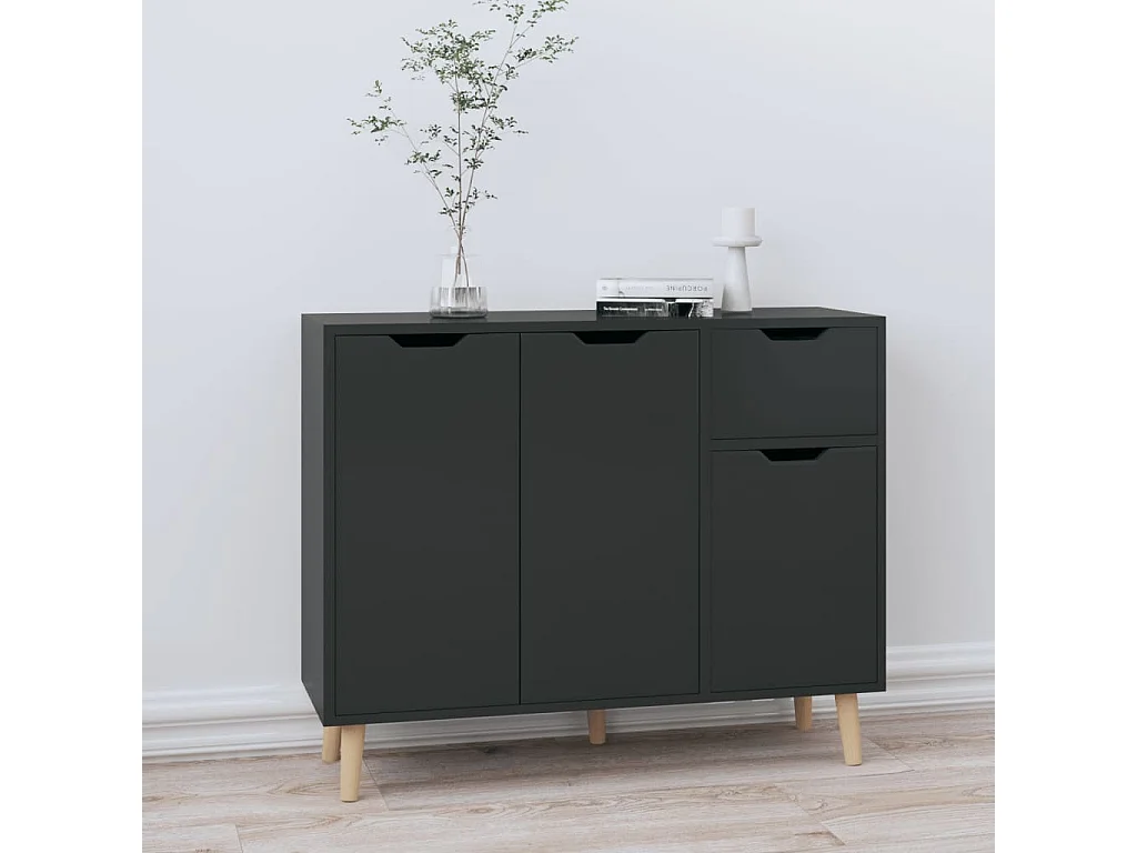 Sideboard Lowboard - Hochglanz-Schwarz 90x30x72 cm Holzwerkstoff -RM30692