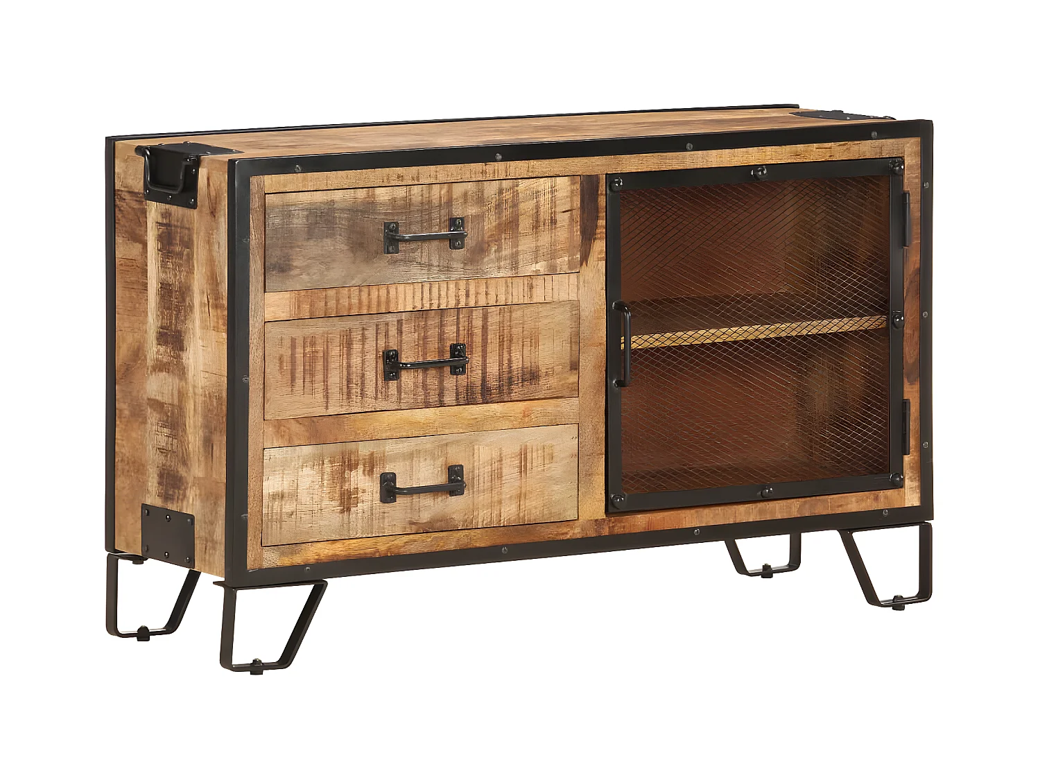 Sideboard Anrichte - 100×31×60 cm Raues Mango-Massivholz -RM77394