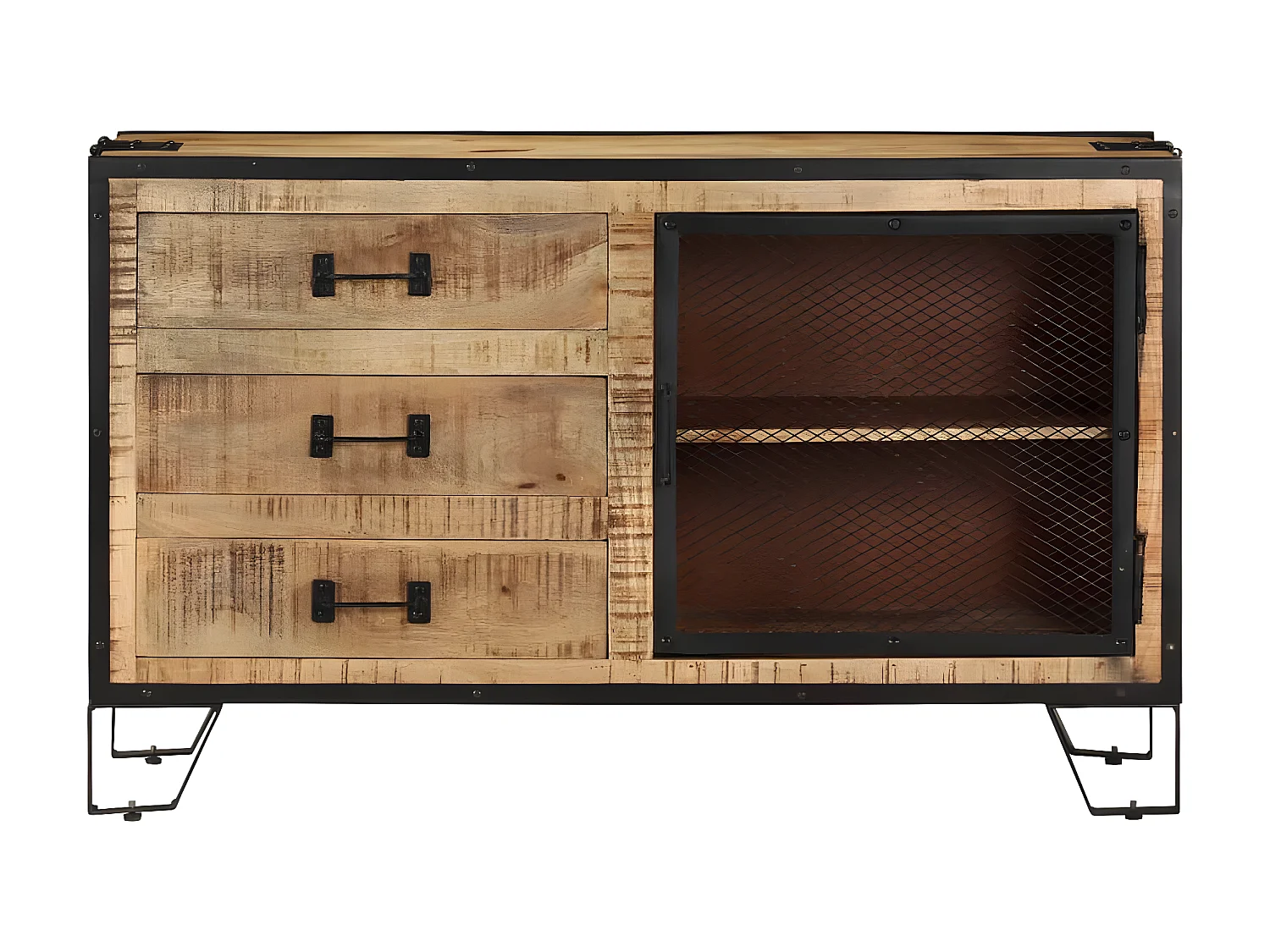 Sideboard Anrichte - 100×31×60 cm Raues Mango-Massivholz -RM77394