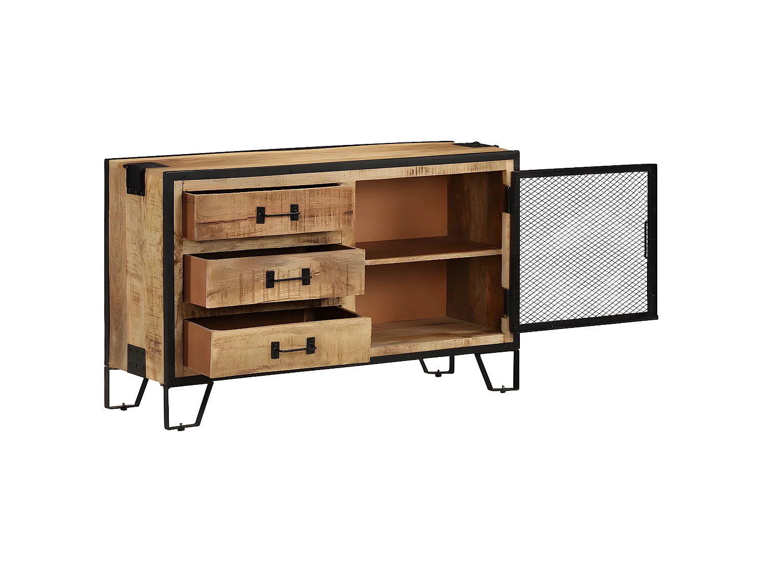 Sideboard Anrichte - 100×31×60 cm Raues Mango-Massivholz -RM77394