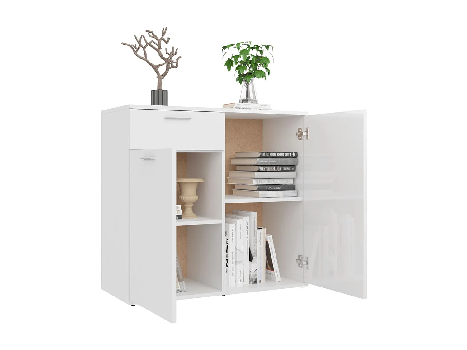 Sideboard Lowboard - Hochglanz-Weiß 80x36x75 cm Holzwerkstoff -RM30117