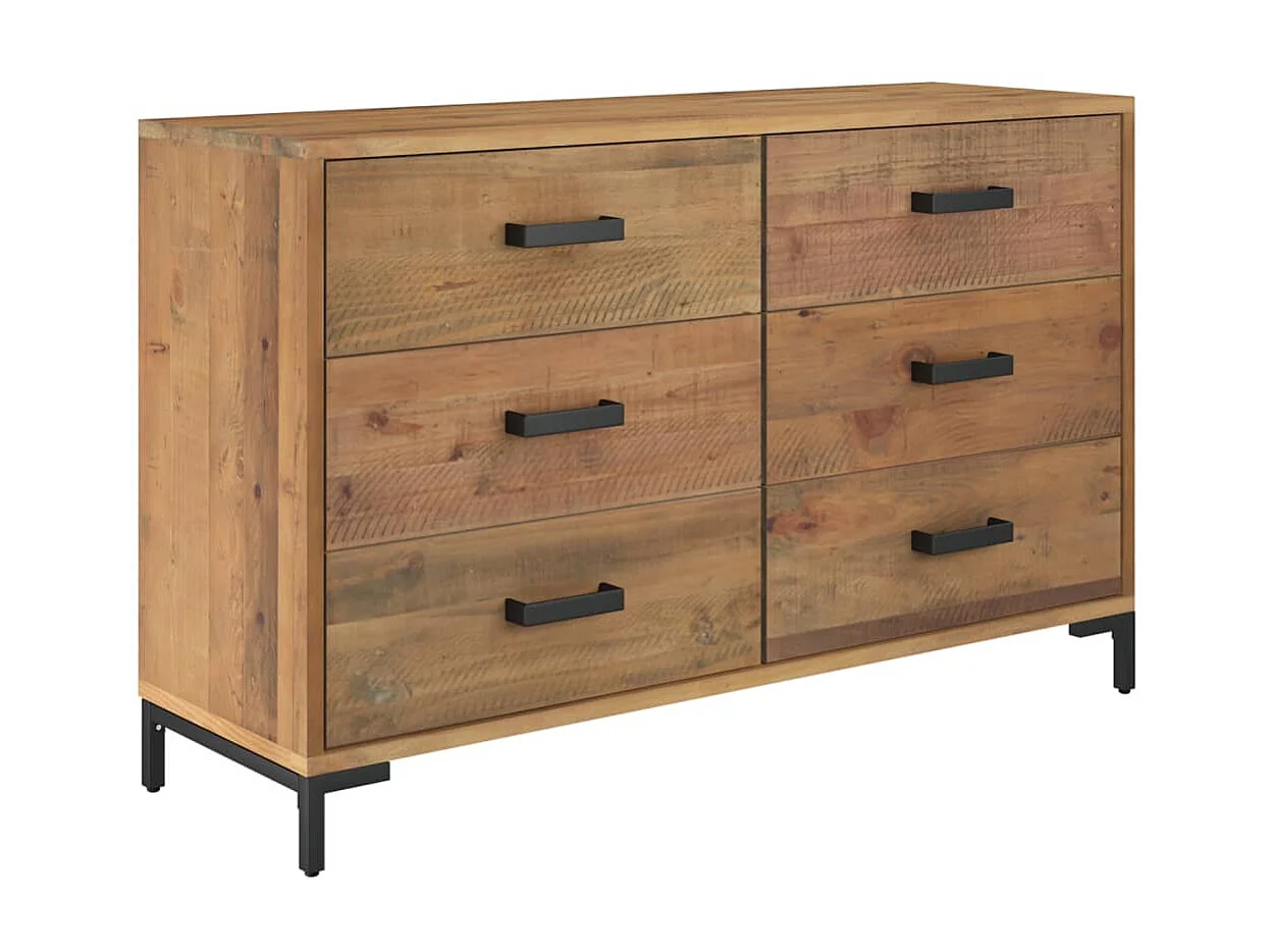 Sideboard Lowboard - Braun 110x35x70 cm Massivholz Kiefer -RM86336