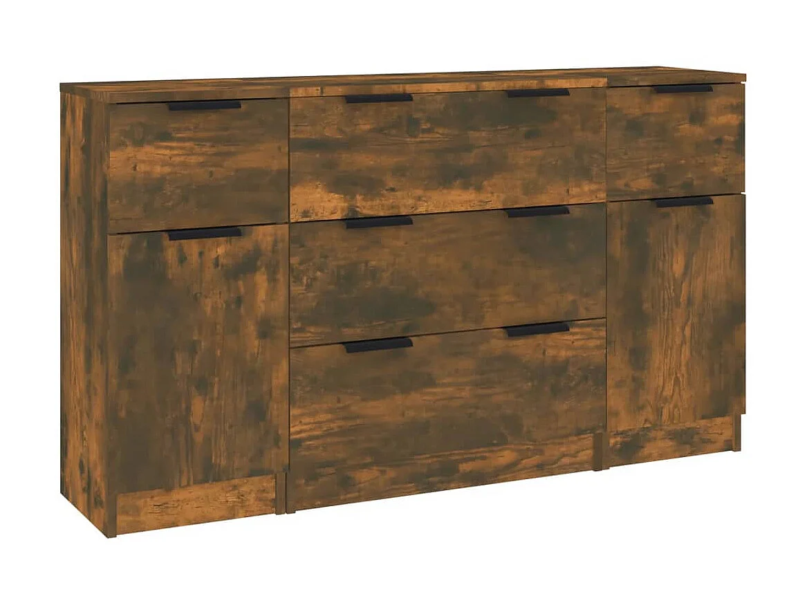 3-tlg. Sideboard-Set Anrichte Räuchereiche Holzwerkstoff -RM28122