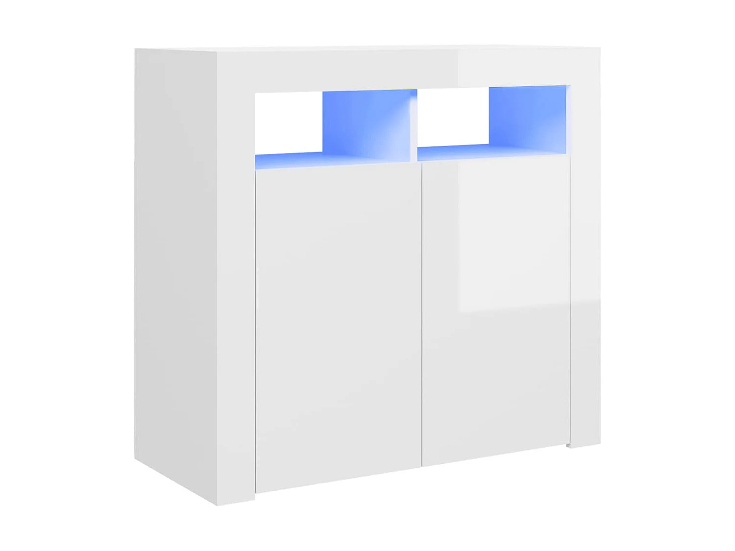 Sideboard mit LED-Leuchten Anrichte Hochglanz-Weiß 80x35x75 cm -RM99668