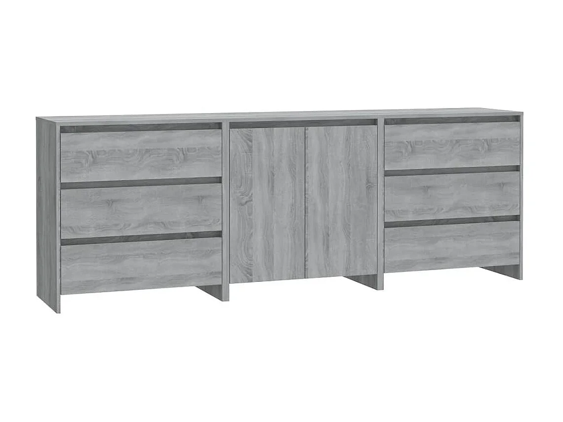 3-tlg. Sideboard Grau Anrichte Sonoma Holzwerkstoff -RM40682