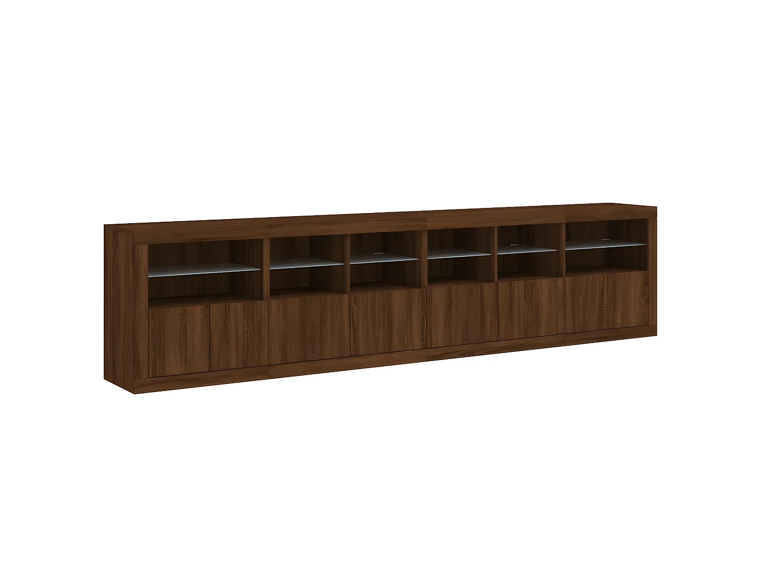 Sideboard Braun Anrichte mit LED-Leuchten Eichen-Optik 283x37x67 cm -RM63458