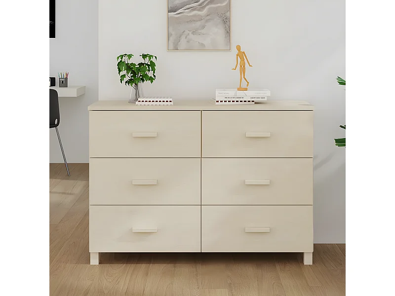 Sideboard Lowboard - HAMAR Honigbraun 113x40x80 cm Massivholz Kiefer -RM63147