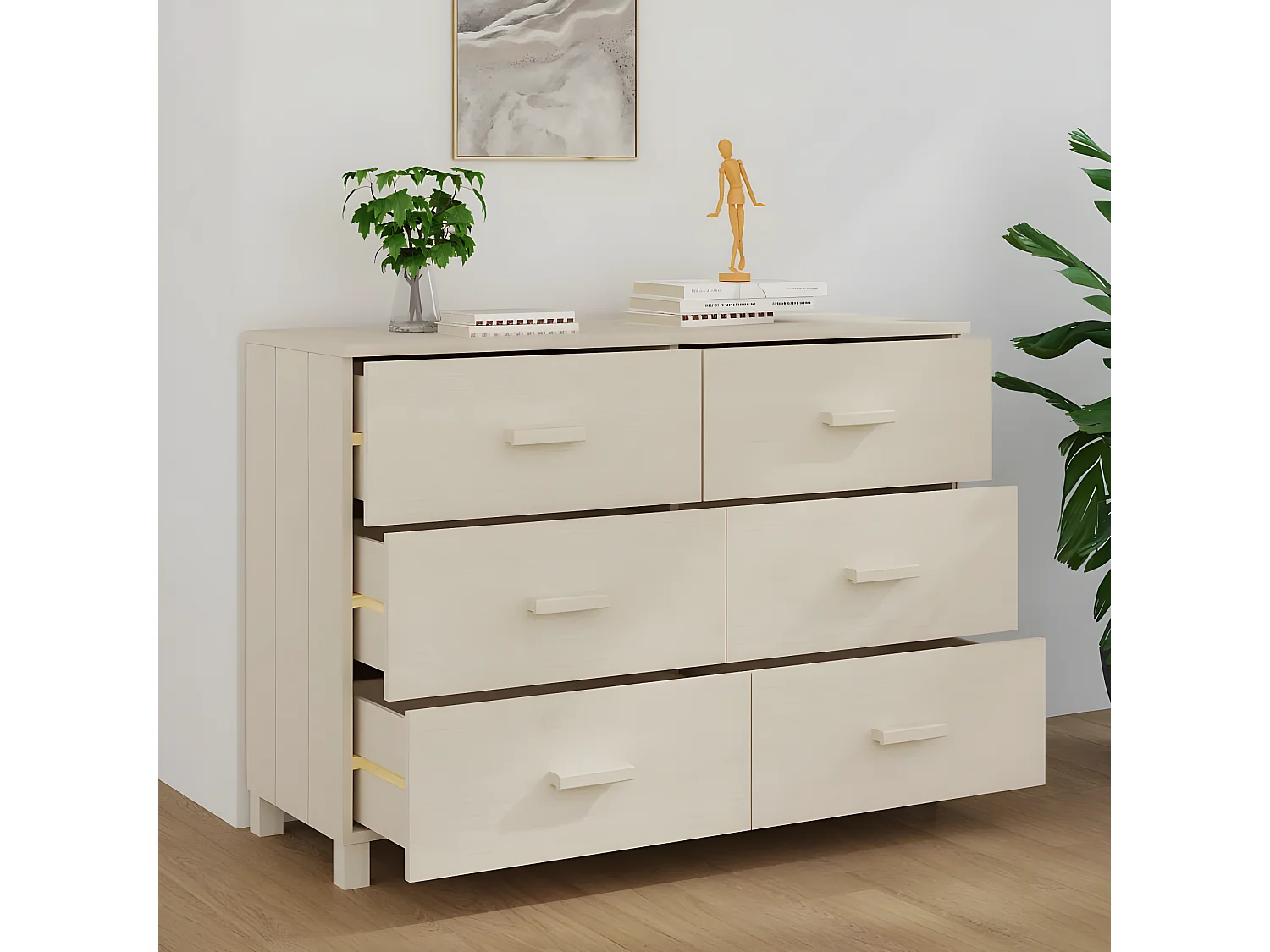Sideboard Lowboard - HAMAR Honigbraun 113x40x80 cm Massivholz Kiefer -RM63147