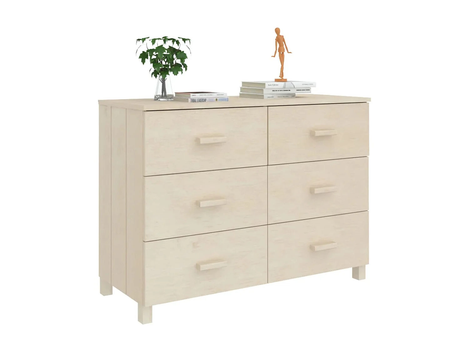 Sideboard Lowboard - HAMAR Honigbraun 113x40x80 cm Massivholz Kiefer -RM63147