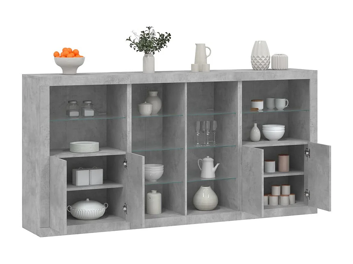 Sideboard mit LED-Leuchten - Anrichte Betongrau 202x37x100 cm -RM80612