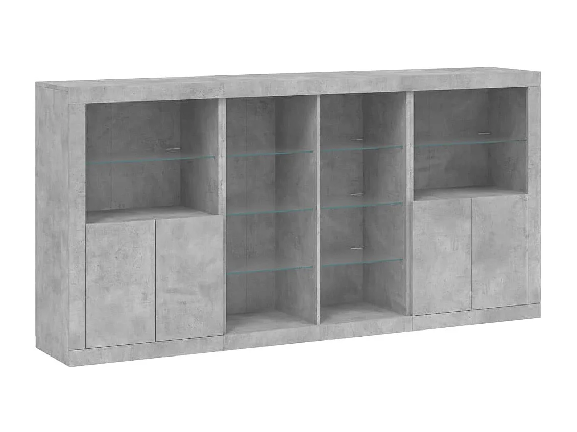 Sideboard mit LED-Leuchten - Anrichte Betongrau 202x37x100 cm -RM80612
