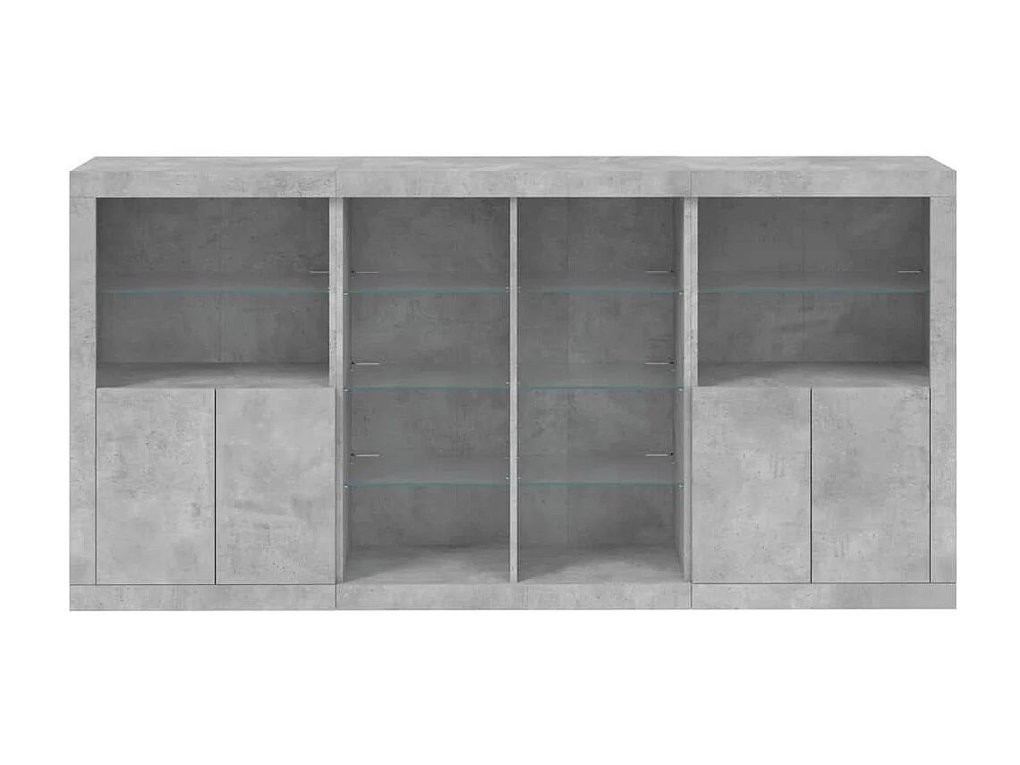 Sideboard mit LED-Leuchten - Anrichte Betongrau 202x37x100 cm -RM80612