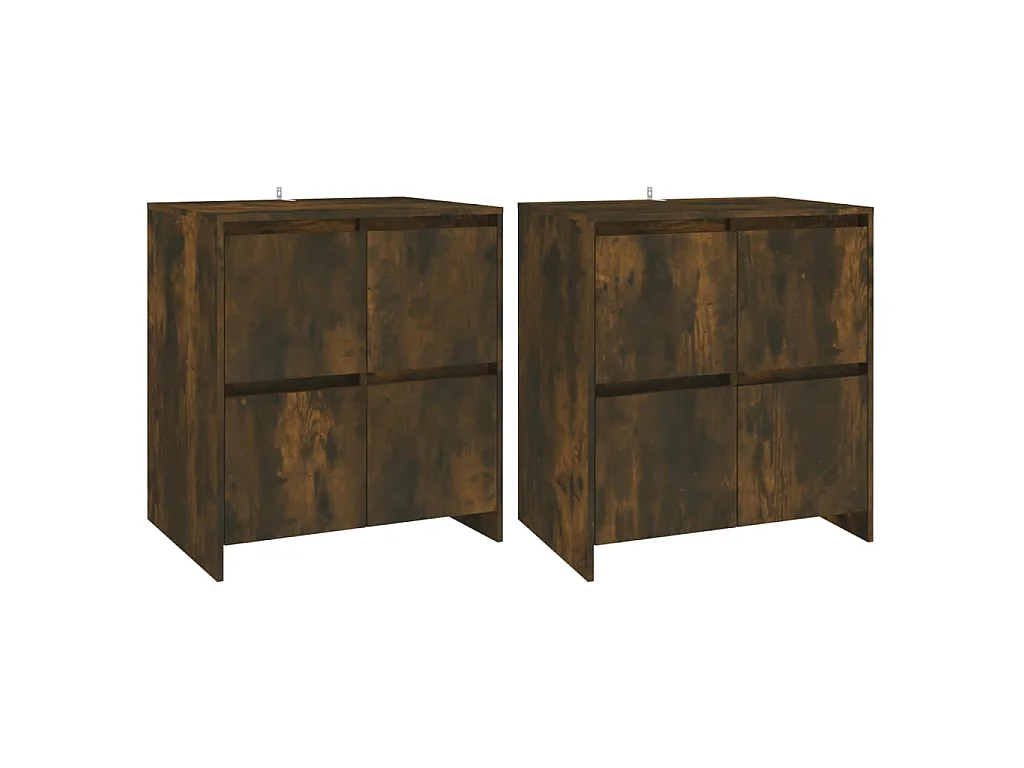 Sideboards im 2er-Set Lowboards Räuchereiche 70x41x75 cm Holzwerkstoff -RM92674