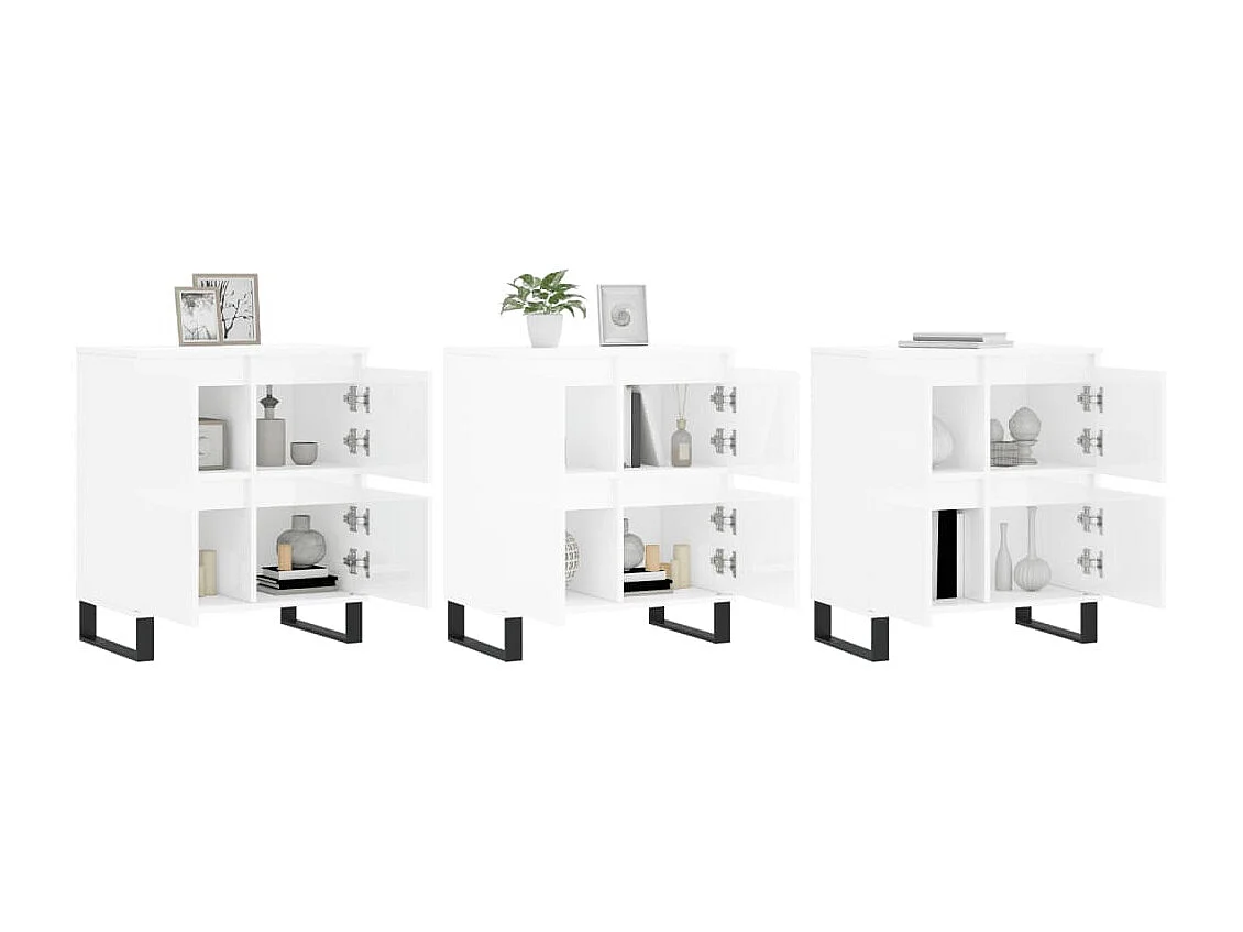 Sideboards im 3er-Set Lowboards Hochglanz-Weiß Holzwerkstoff -RM80385