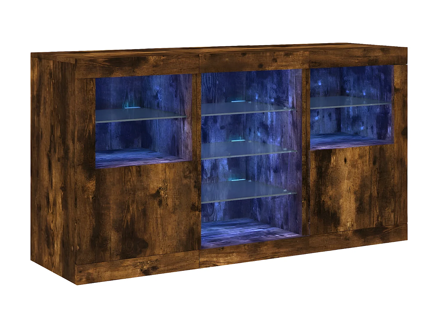 Sideboard mit LED-Leuchten Anrichte Räuchereiche 123x37x67 cm -RM66734