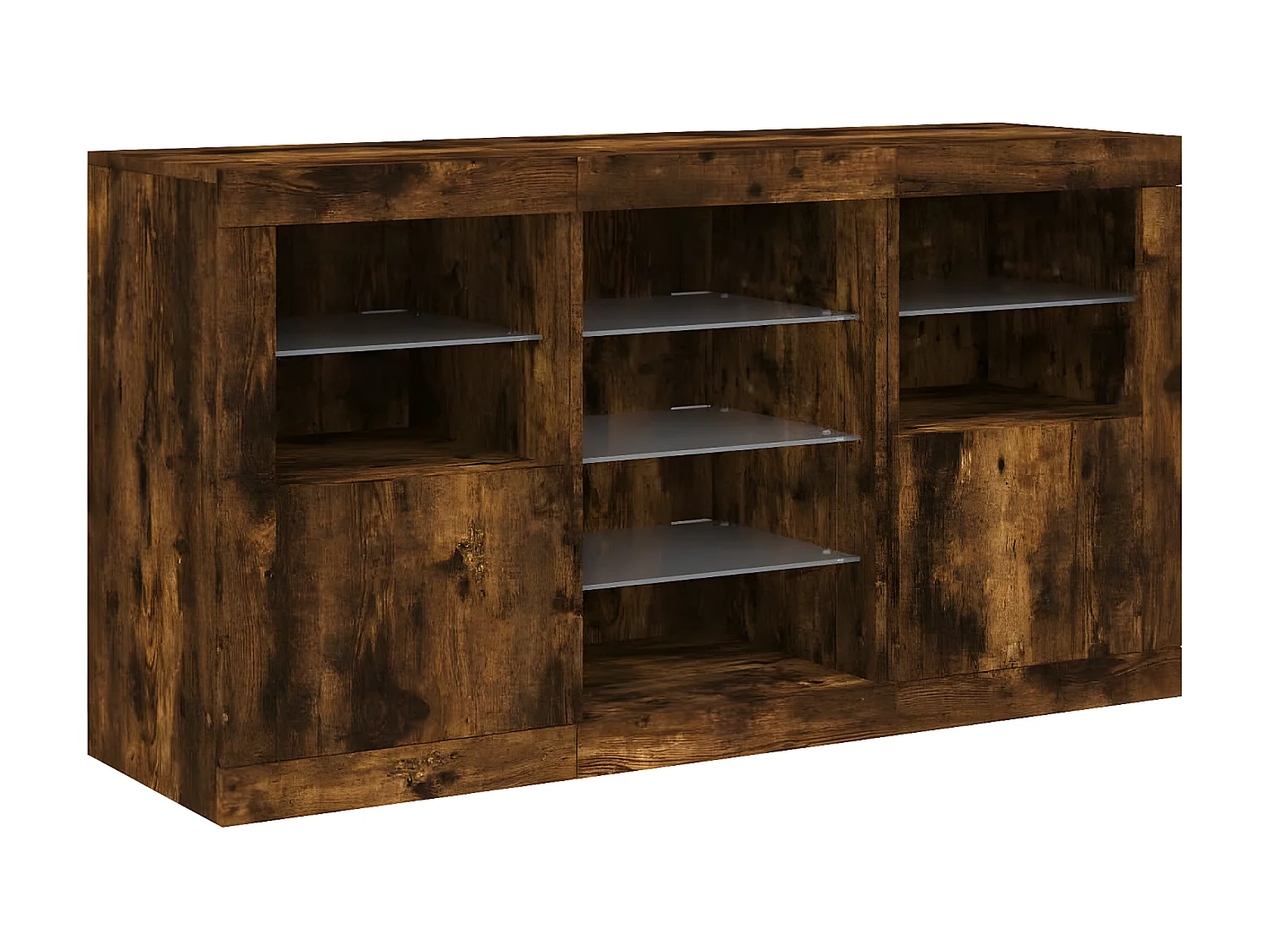 Sideboard mit LED-Leuchten Anrichte Räuchereiche 123x37x67 cm -RM66734