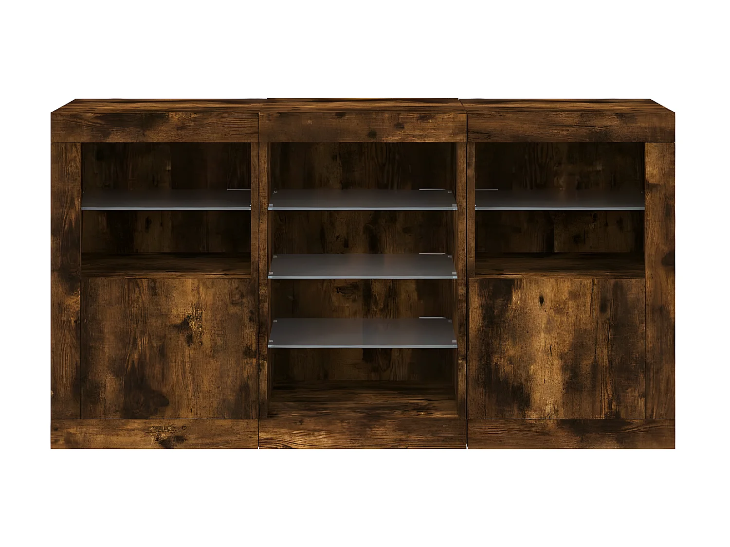 Sideboard mit LED-Leuchten Anrichte Räuchereiche 123x37x67 cm -RM66734