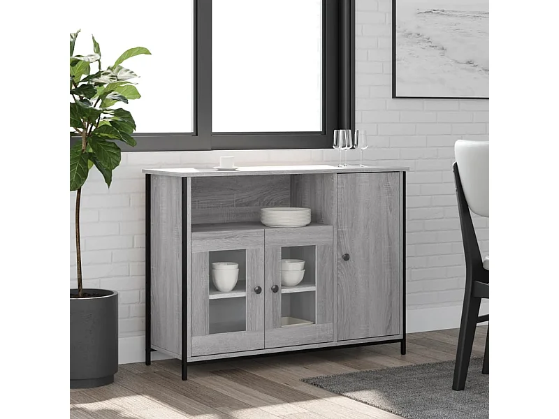 Sideboard Grau Sonoma - Lowboard 100x35x75 cm Holzwerkstoff -RM18297