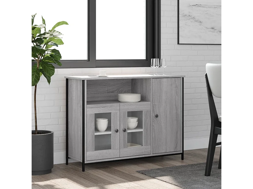 Sideboard Grau Sonoma - Lowboard 100x35x75 cm Holzwerkstoff -RM18297