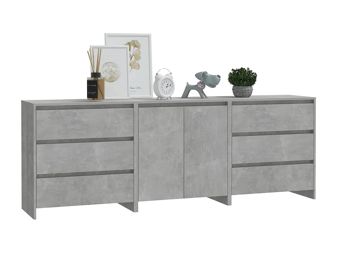 3-tlg. Sideboard Anrichte Betongrau Holzwerkstoff -RM34297