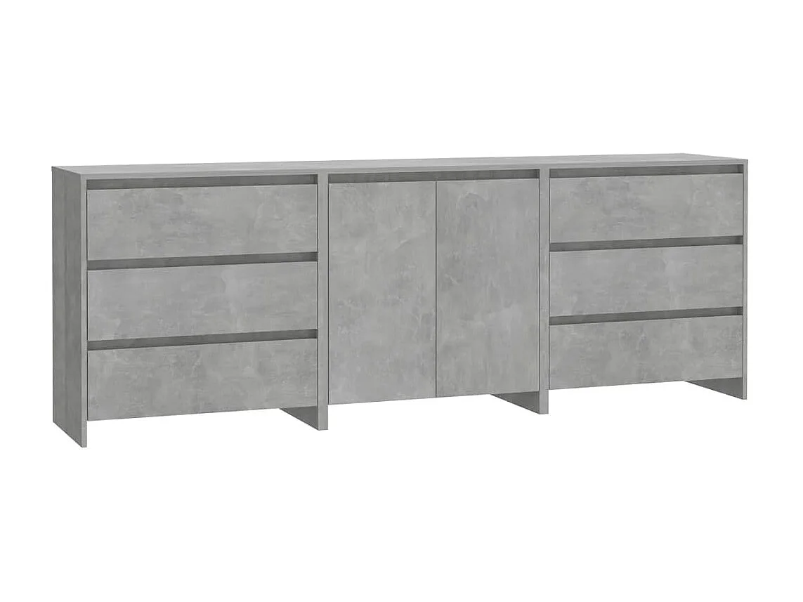 3-tlg. Sideboard Anrichte Betongrau Holzwerkstoff -RM34297