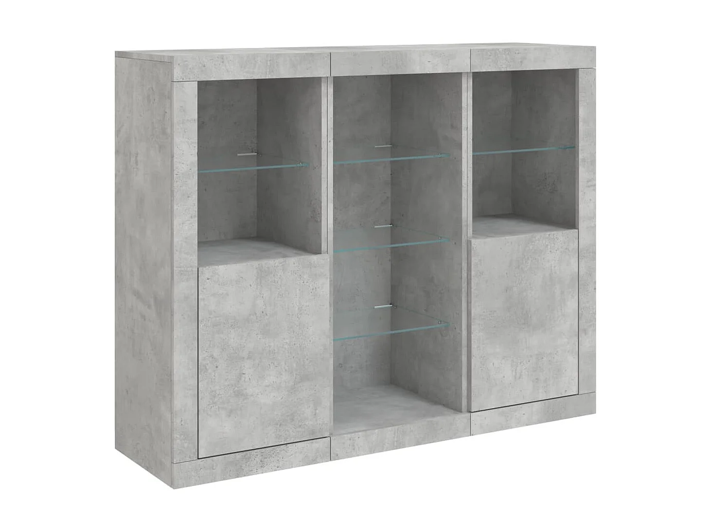 Sideboards mit LED-Leuchten im 3er-Set Anrichten Betongrau Holzwerkstoff -RM52690