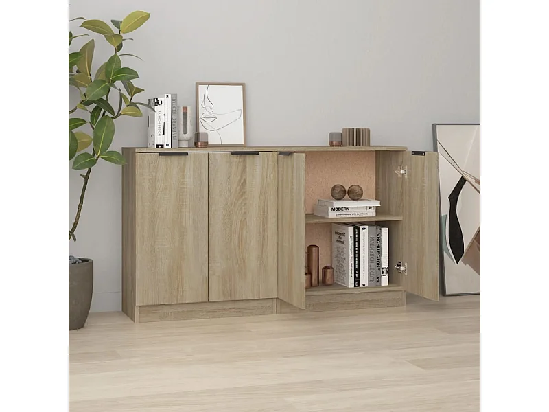 Sideboards im 2er-Set Lowboards Sonoma Eiche 60x30x70 cm Holzwerkstoff -RM40973