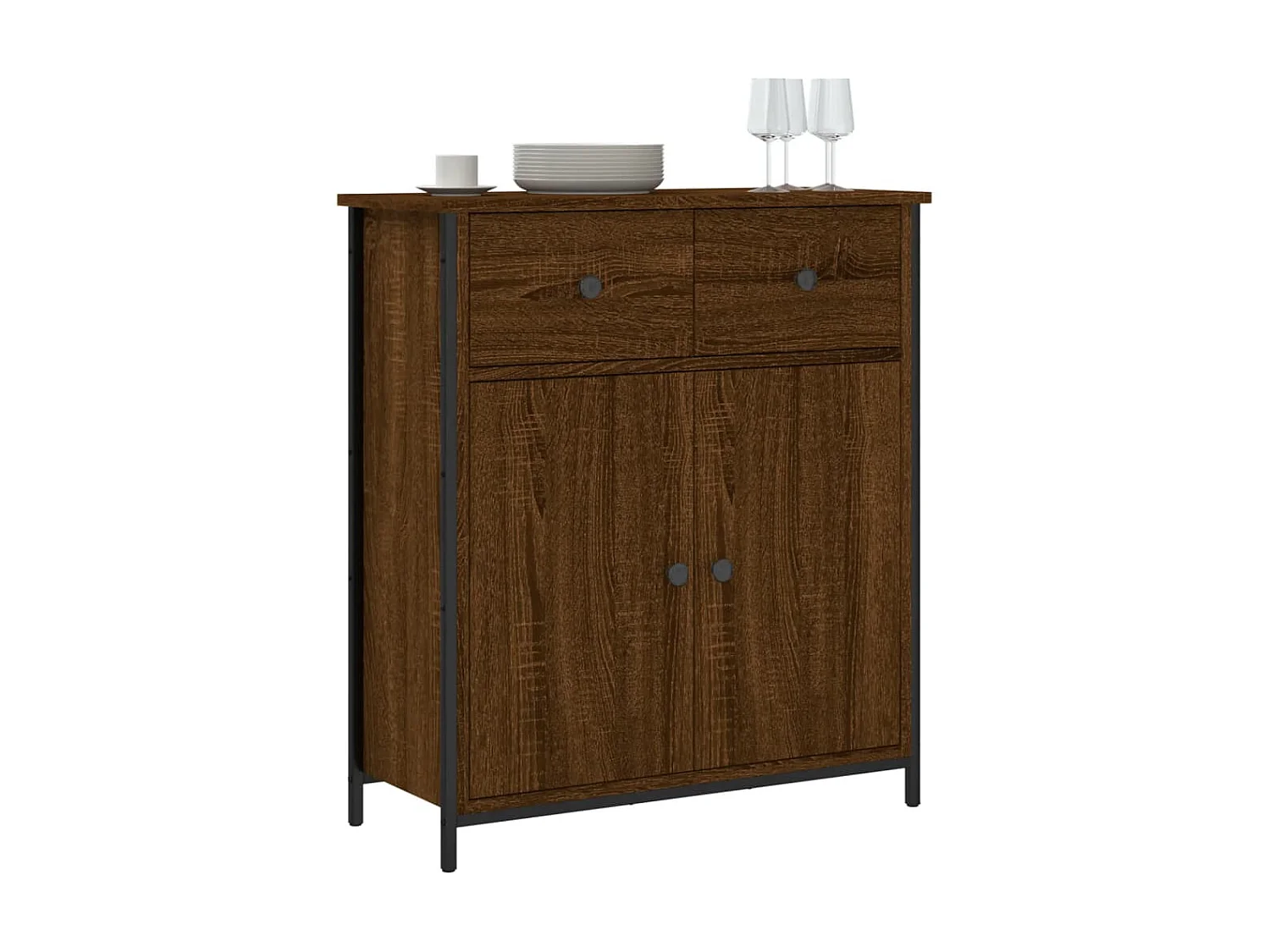 Sideboard Lowboard - Braun Eichen-Optik 70x30x80 cm Holzwerkstoff -RM32665