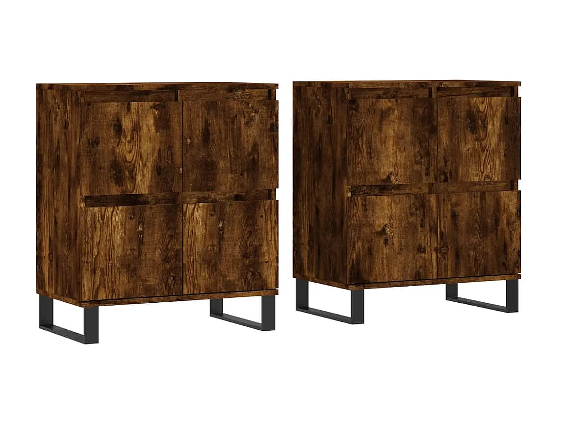 Sideboards im 2er-Set Lowboards Räuchereiche Holzwerkstoff -RM14697