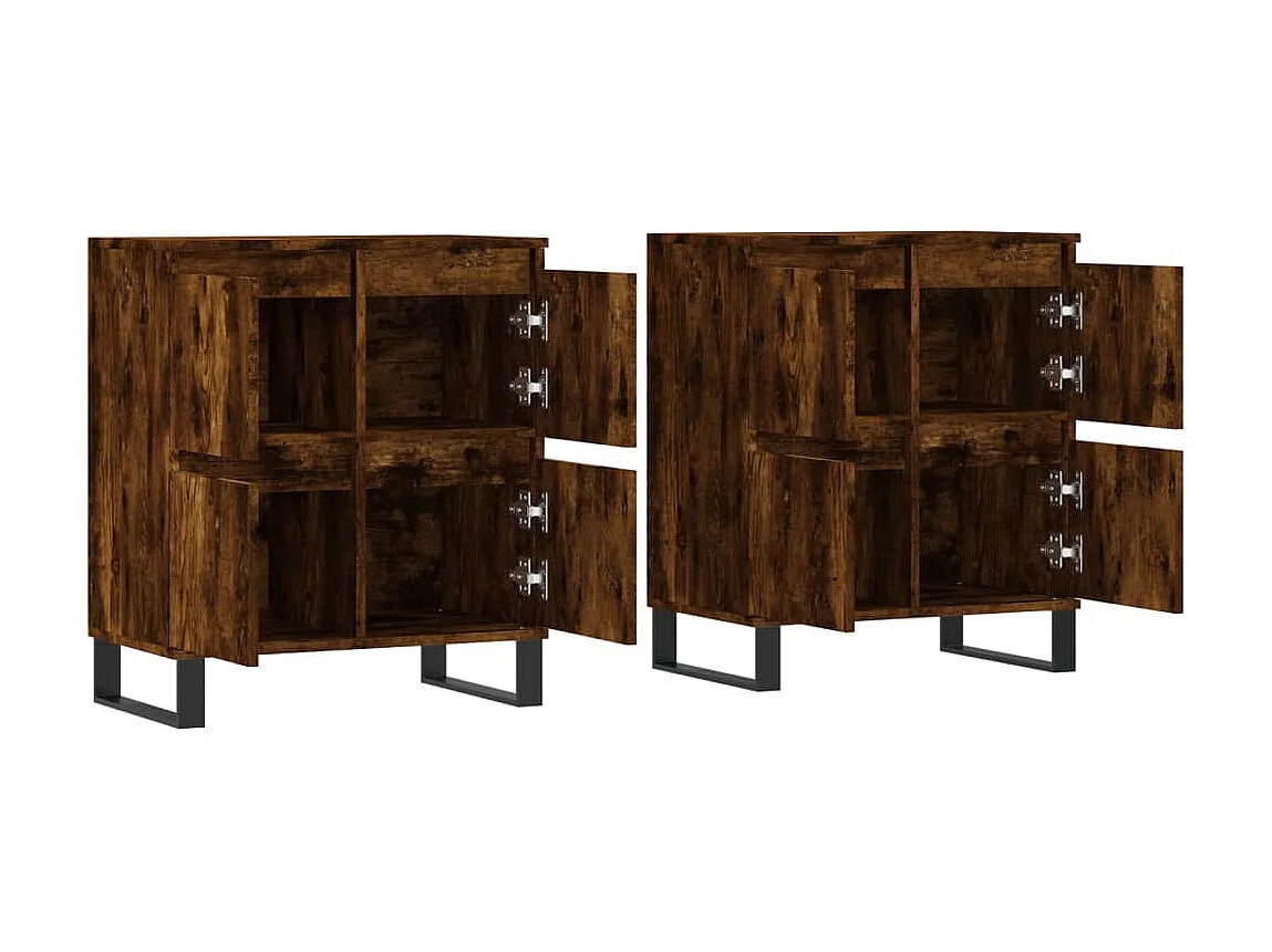 Sideboards im 2er-Set Lowboards Räuchereiche Holzwerkstoff -RM14697