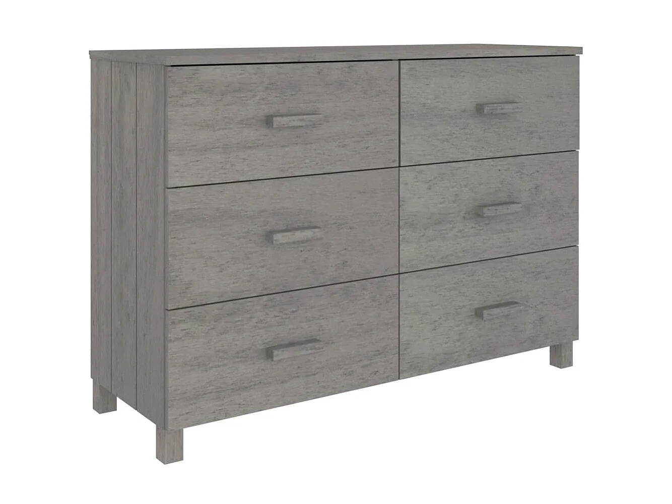 Sideboard Lowboard - HAMAR Hellgrau 113x40x80 cm Massivholz Kiefer -RM98982