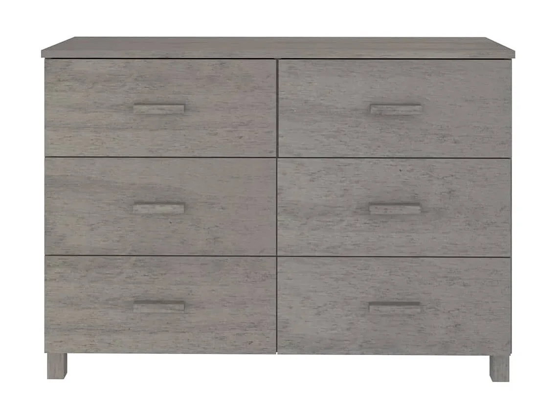 Sideboard Lowboard - HAMAR Hellgrau 113x40x80 cm Massivholz Kiefer -RM98982