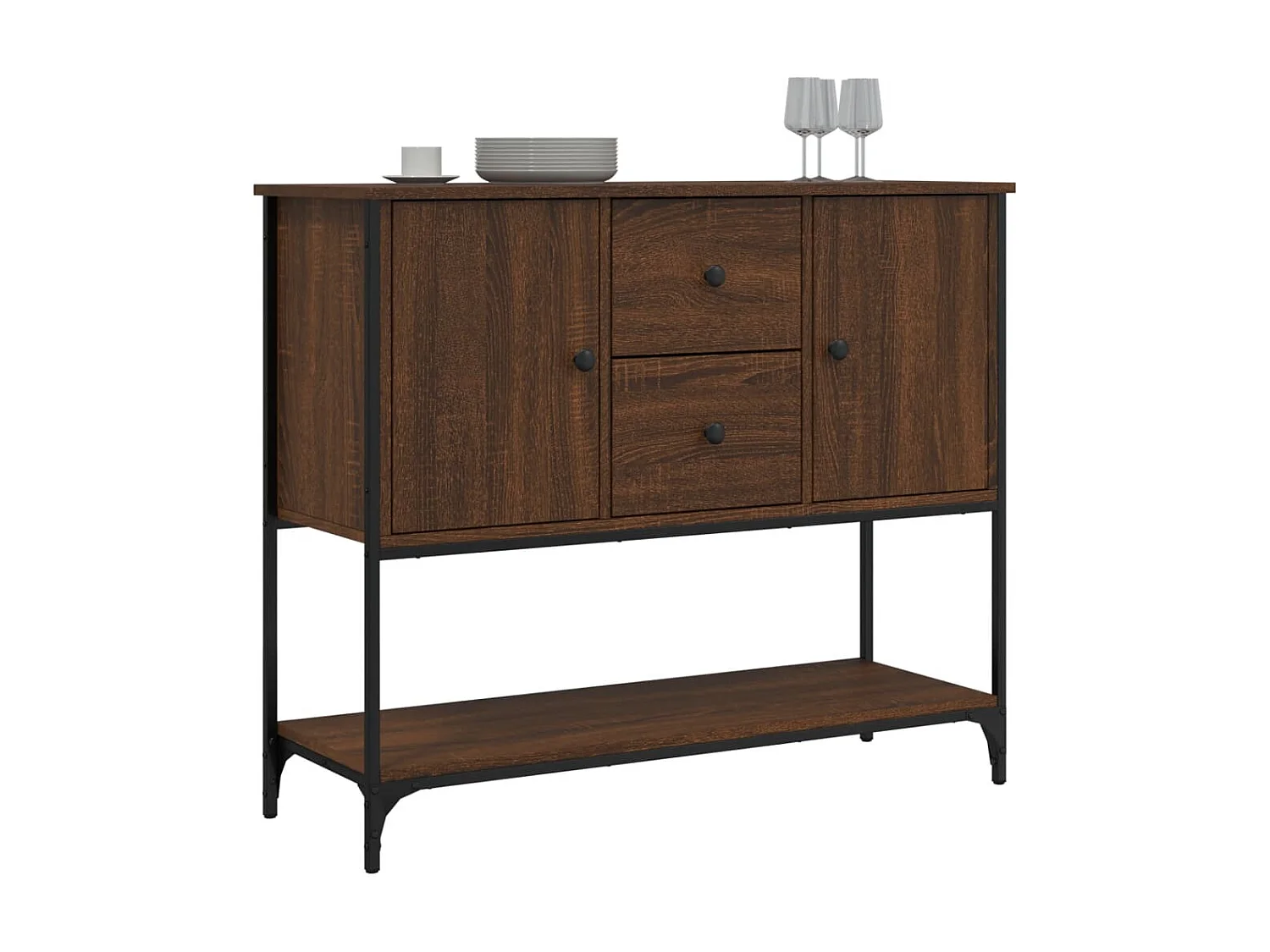 Sideboard Lowboard - Braun Eichen-Optik 100x36x85 cm Holzwerkstoff -RM66628