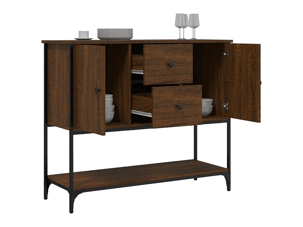 Sideboard Lowboard - Braun Eichen-Optik 100x36x85 cm Holzwerkstoff -RM66628