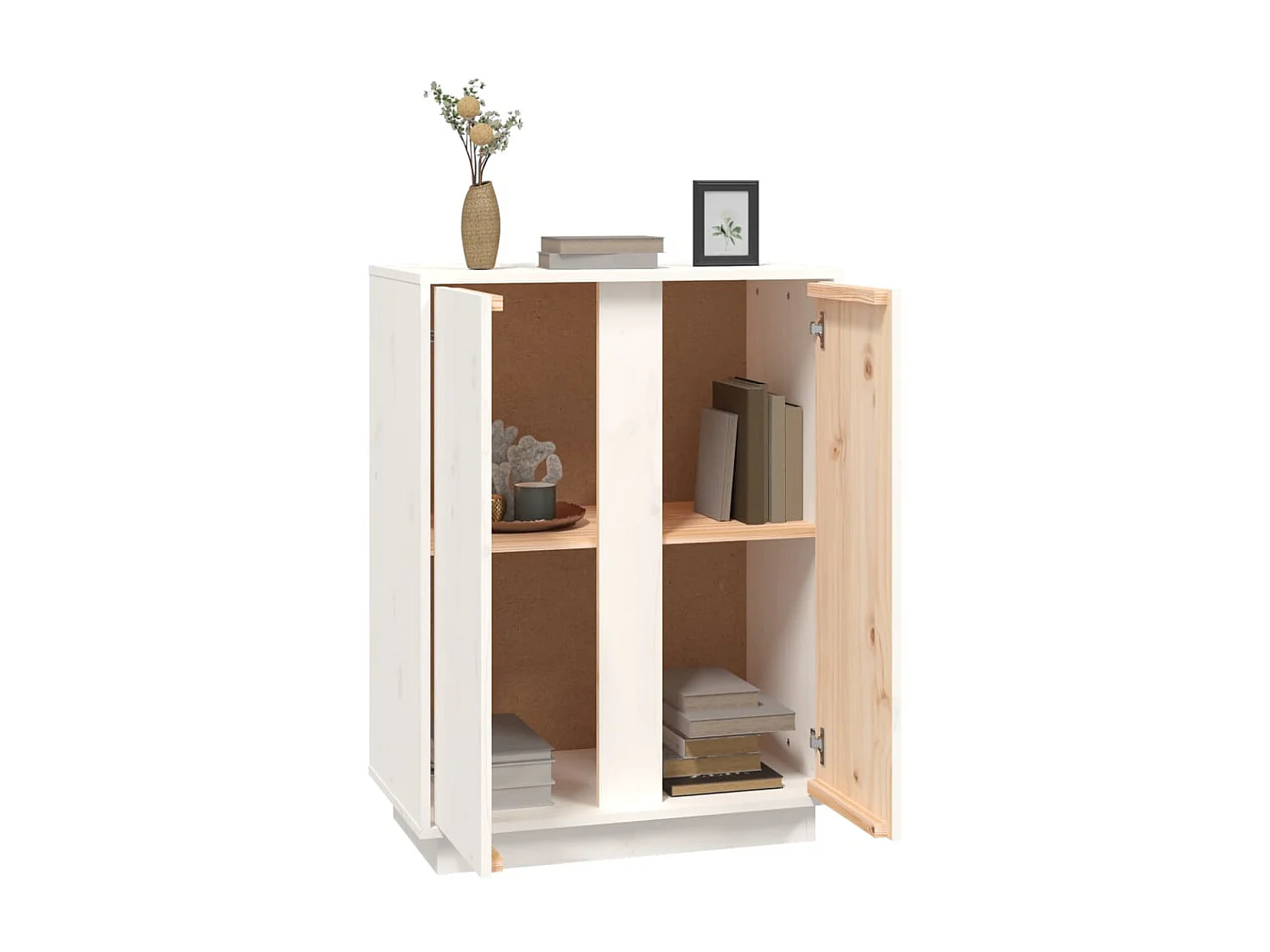 Sideboard Weiß Anrichte 60x35x80 cm Massivholz Kiefer -RM51986