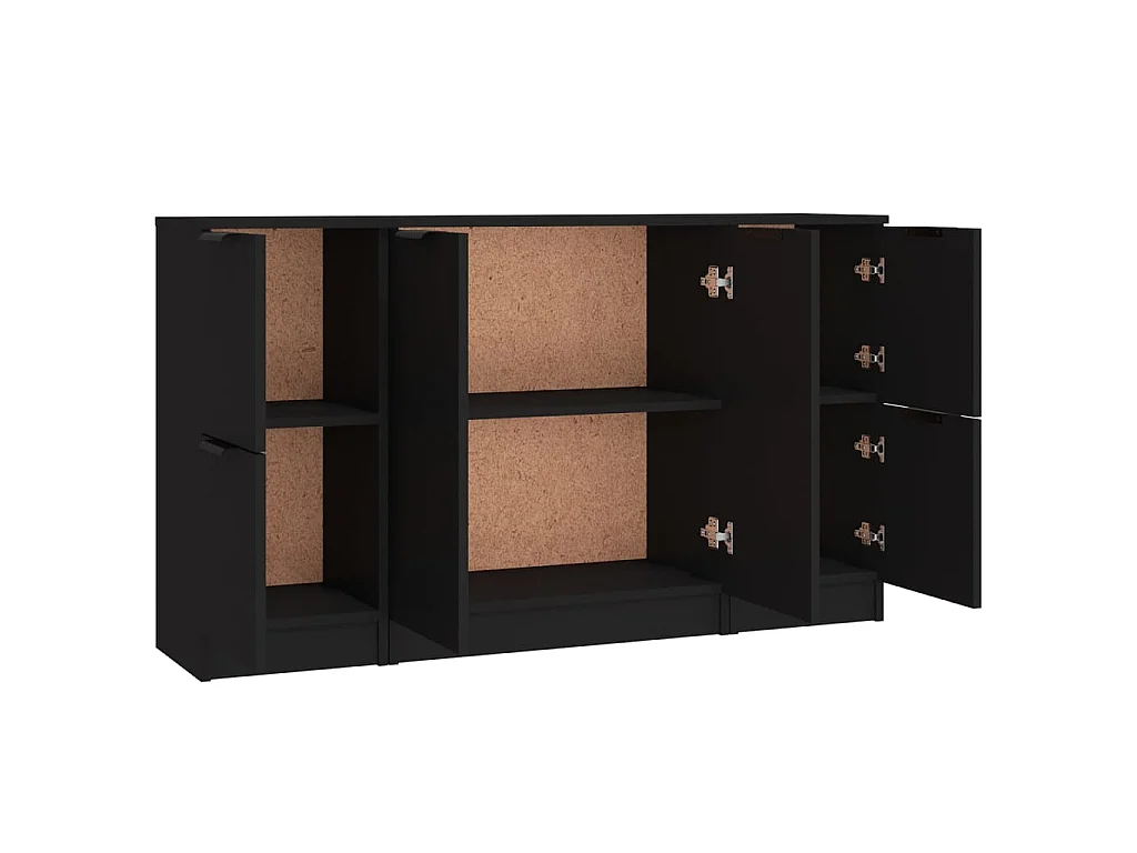 Sideboards im 3er-Set Lowboards Schwarz Holzwerkstoff -RM41536