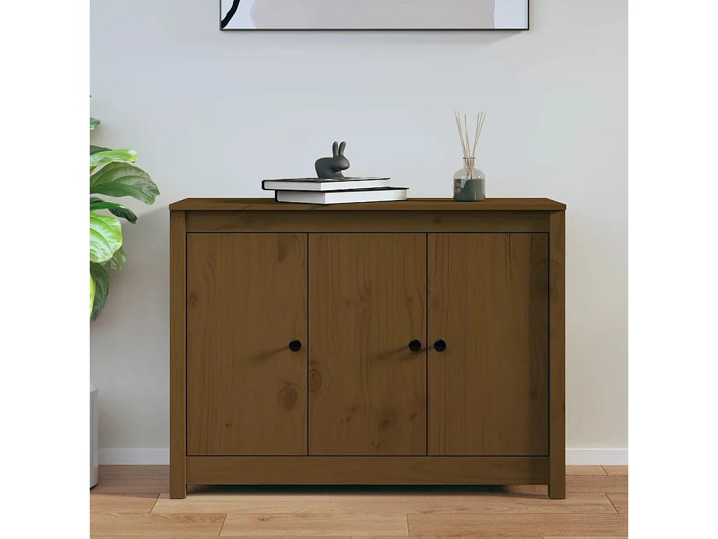 Sideboard Lowboard - Honigbraun 100x35x74 cm Massivholz Kiefer -RM62922