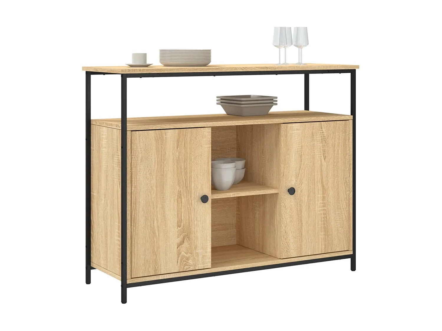 Sideboard Anrichte Sonoma-Eiche 100x35x80 cm Holzwerkstoff -RM97058