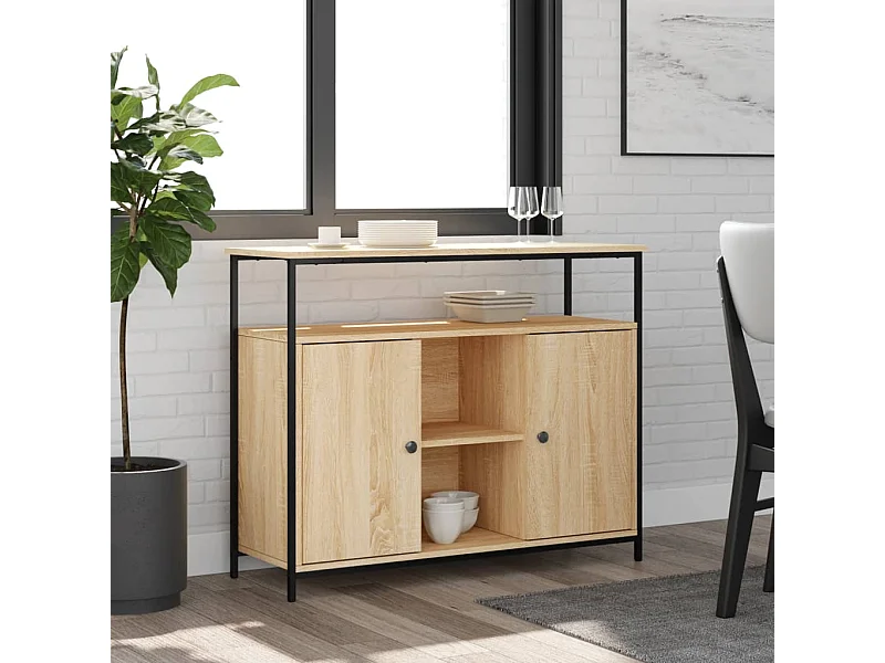 Sideboard Anrichte Sonoma-Eiche 100x35x80 cm Holzwerkstoff -RM97058