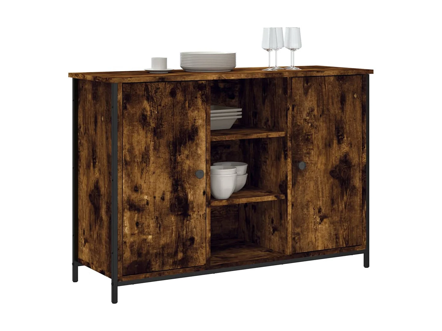 Sideboard Anrichte Räuchereiche 100x35x70 cm Holzwerkstoff -RM94565