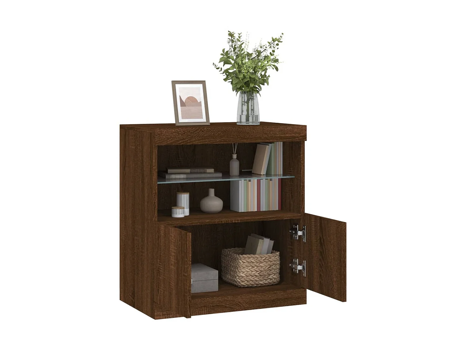 Sideboard Braun Anrichte mit LED-Leuchten Eichen-Optik 60x37x67 cm -RM85189