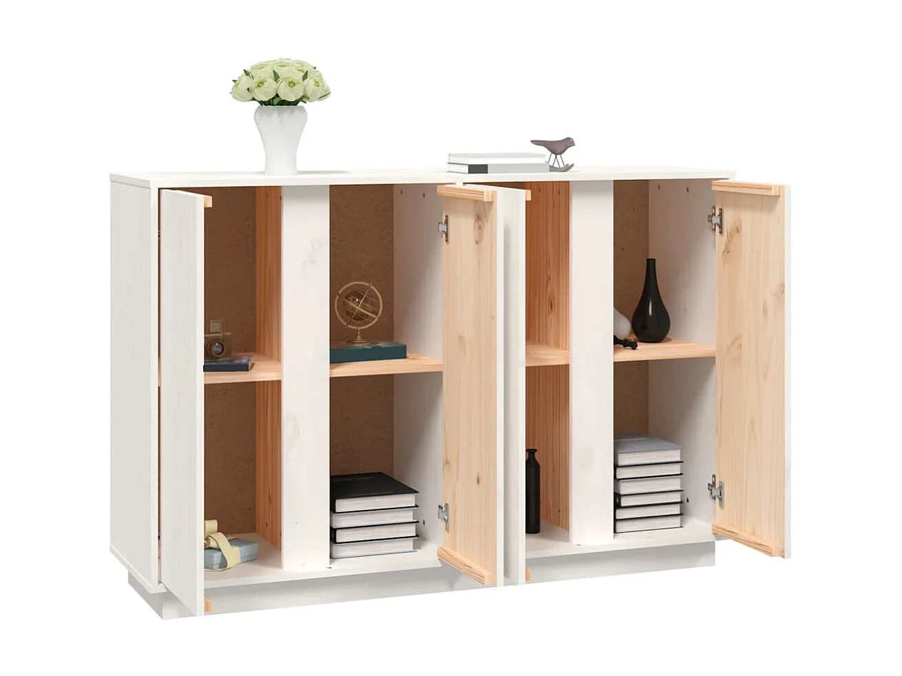 Sideboard Weiß Anrichte 120x35x80 cm Massivholz Kiefer -RM85032