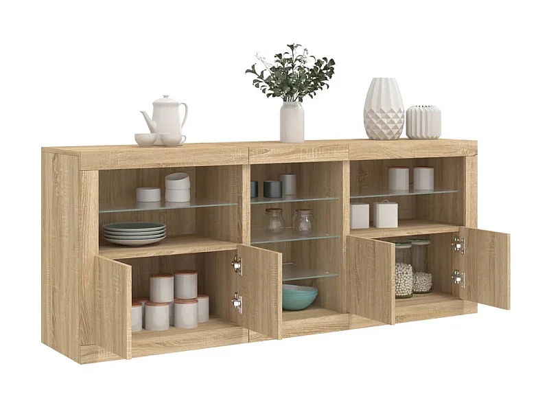 Sideboard mit LED-Leuchten Anrichte Sonoma-Eiche 162x37x67 cm -RM31589