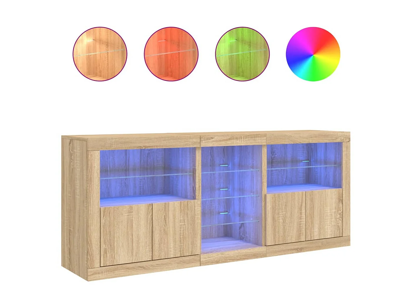 Sideboard mit LED-Leuchten Anrichte Sonoma-Eiche 162x37x67 cm -RM31589