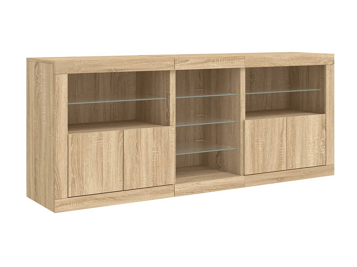 Sideboard mit LED-Leuchten Anrichte Sonoma-Eiche 162x37x67 cm -RM31589